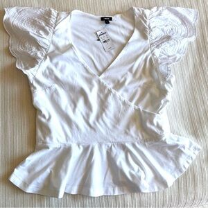 💥Express White Ruffled Peplum Blouse